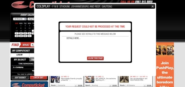 Computicket error message