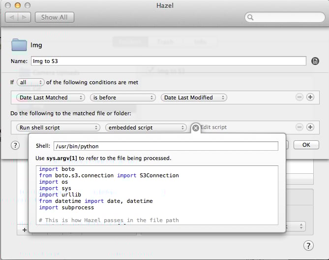 Hazel upload to Amazon S3